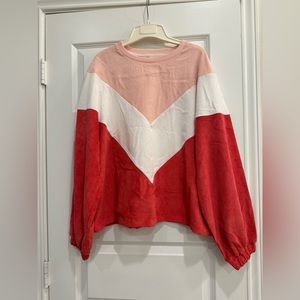 Pink and white sweater | Size Large